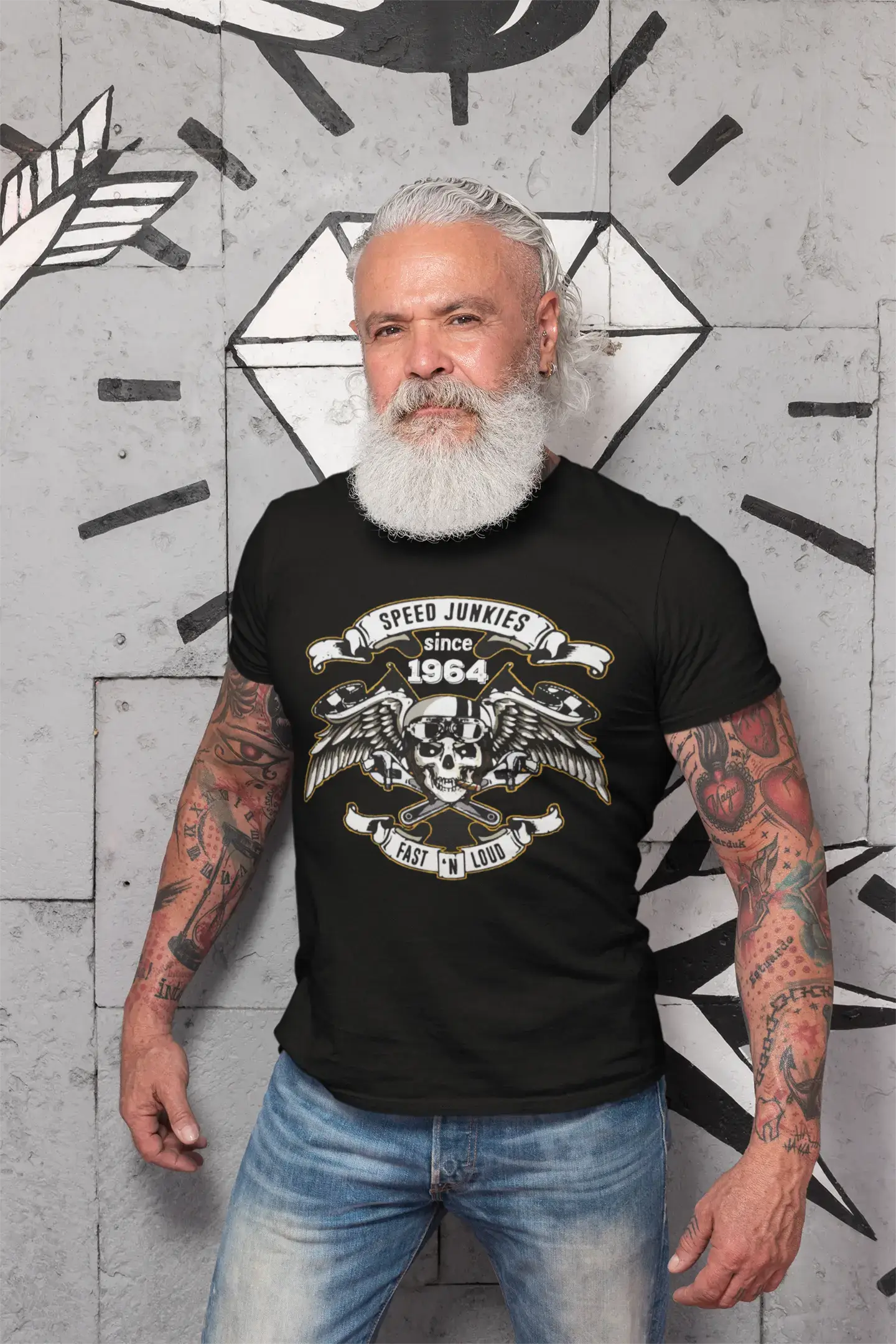 Men's short-sleeve rugged loose red tee-Speed Junkies Since 1964 Men's T-shirt Black Birthday Gift 00462