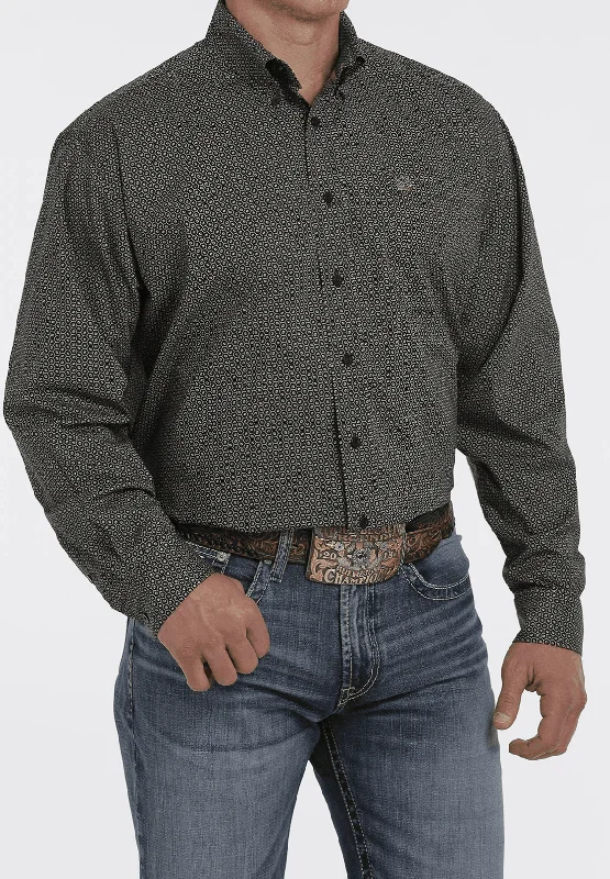 Men's short-sleeve vibrant fitted camo shirt-Cinch Men's Black Geo Print Button Long Sleeve Western Shirt MTW1105328