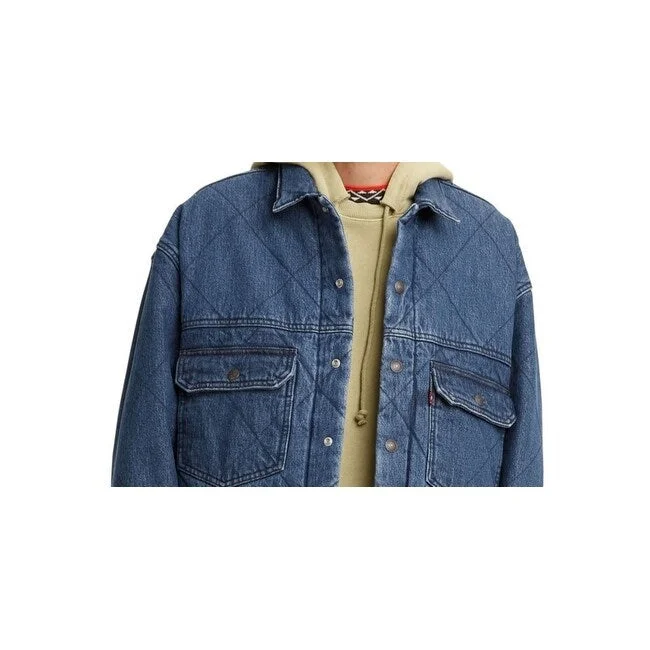 Men's wanderer free jackets-Levi's Men's Stay Loose Quilted Type 2 Trucker Jacket Blue Size Medium