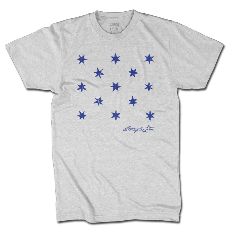 Men's short-sleeve stylish sleek athletic heather shirt-George Washington's HQ Flag - Heather White