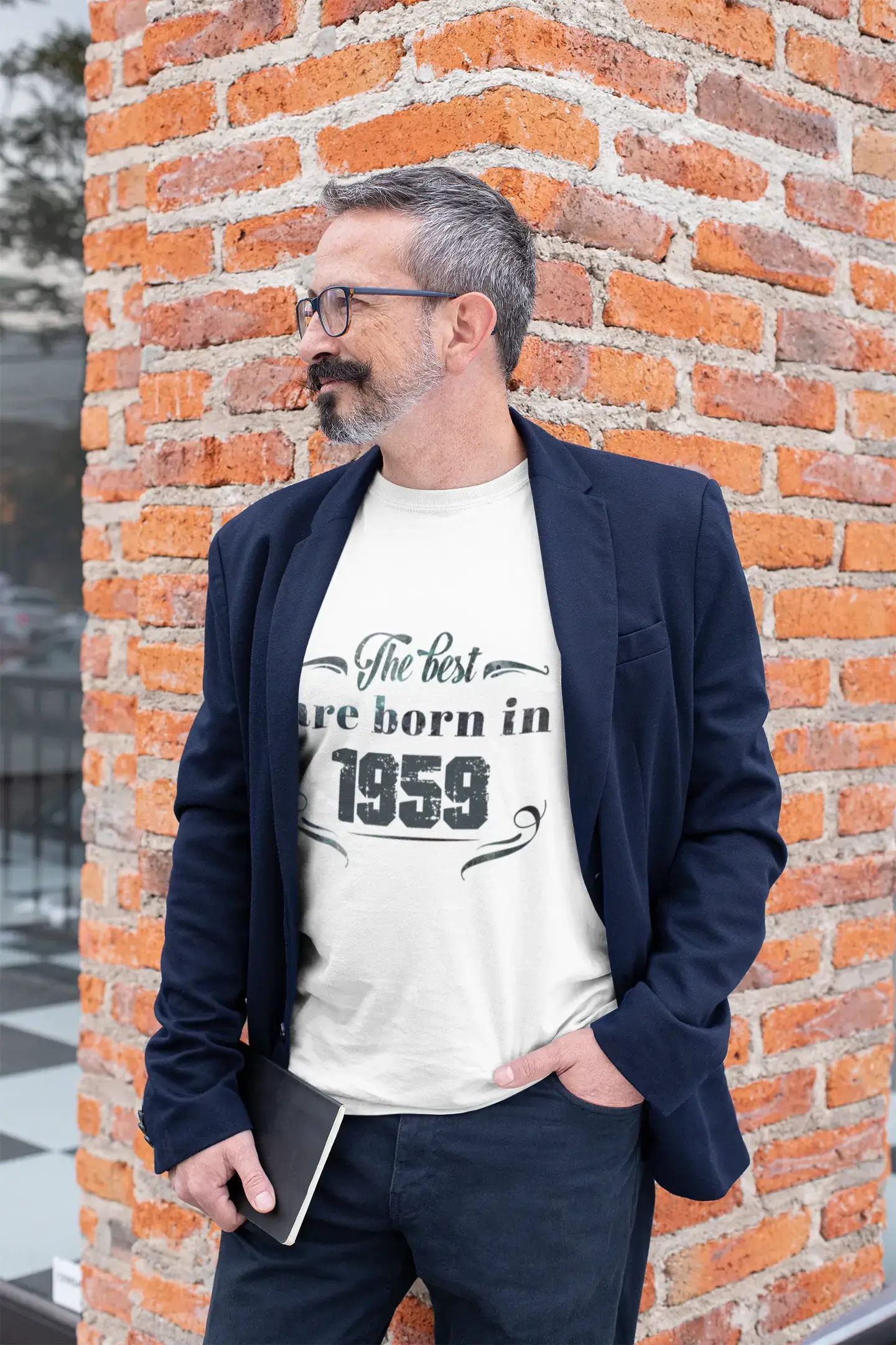 Men's short-sleeve bold striking blue top-The Best are Born in 1959 Men's T-shirt White Birthday Gift 00398