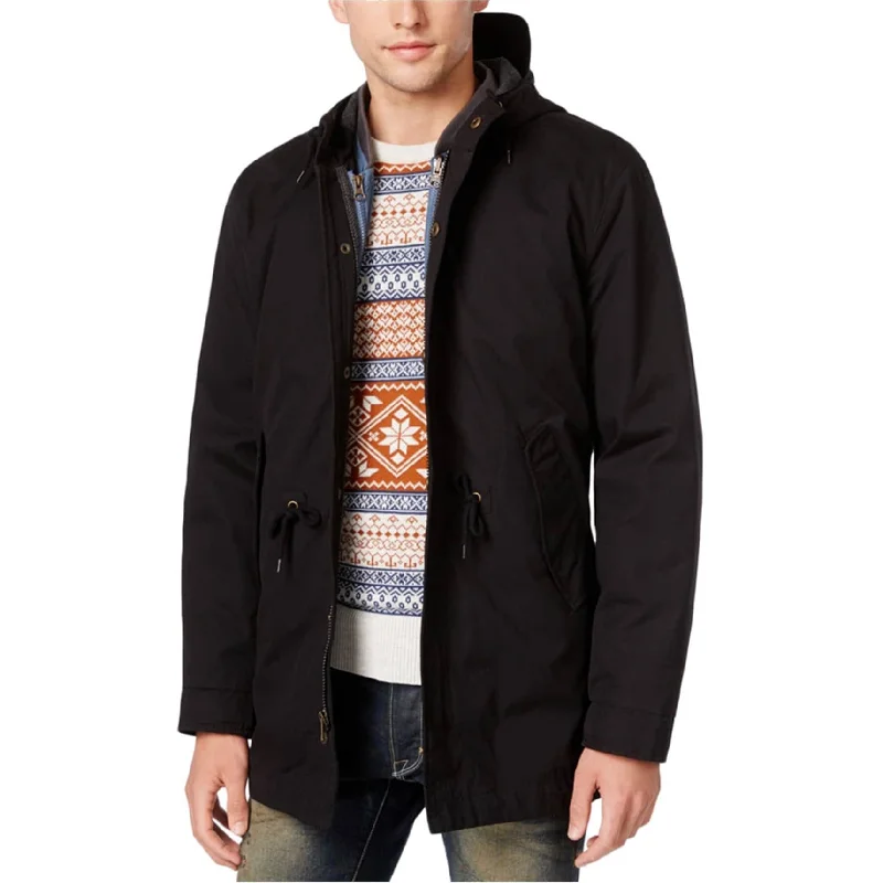 Men's adventurer bold jackets-American Rag Mens Two-in-One Parka Coat, Black, Small