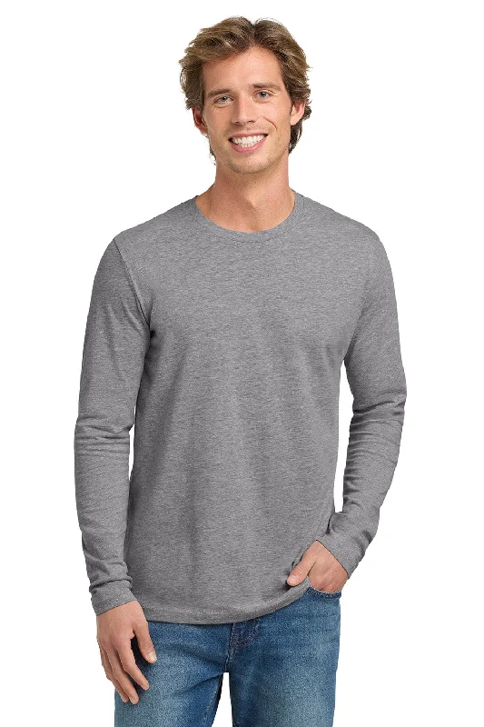 Men's short-sleeve durable anti-odor tee-Next Level Mens Fine Jersey Long Sleeve Crewneck T-Shirt - Heather Grey