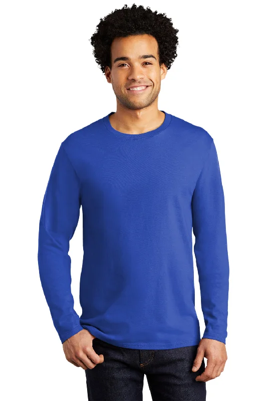 Men's short-sleeve handcrafted hemp top-Port & Company Mens Bouncer Long Sleeve Crewneck T-Shirt - True Royal Blue