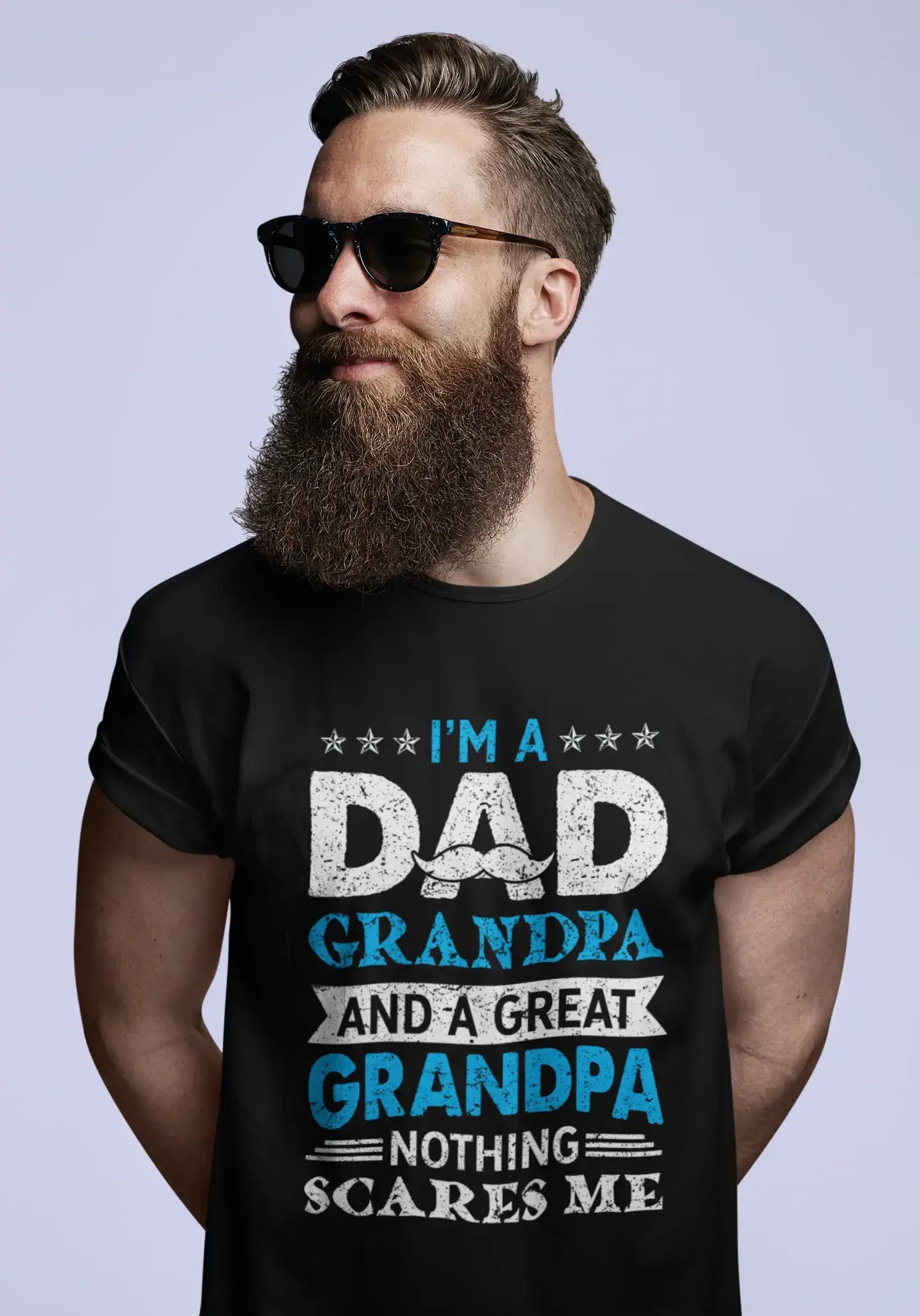 Men's short-sleeve bright deep vibrant aqua shirt-ULTRABASIC Men's Graphic T-Shirt I'm a Dad Grandpa - Nothing Scares Me - Family Time