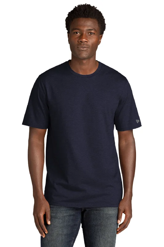 Men's short-sleeve trendy bright tennis shirt-New Era Mens Moisture Wicking Short Sleeve Crewneck T-Shirt - True Navy Blue