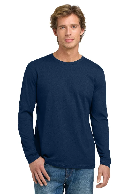 Men's short-sleeve relaxed floral tee-Next Level Mens Fine Jersey Long Sleeve Crewneck T-Shirt - Cool Blue