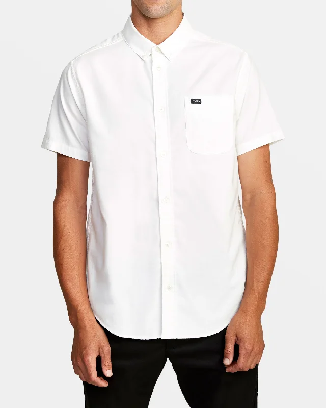 Men's short-sleeve fresh structured embroidered top-That'll Do Short Sleeve Shirt - White