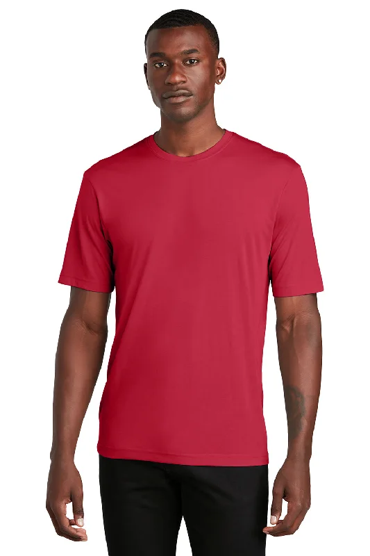 Men's short-sleeve bold rich boxy abstract shirt-Sport-Tek Mens Competitor Moisture Wicking Short Sleeve Crewneck T-Shirt - Deep Red