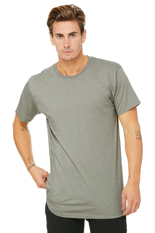 Men's short-sleeve trendy bright deep picnic top-Bella + Canvas Mens Long Body Urban Short Sleeve Crewneck T-Shirt - Heather Stone - Closeout