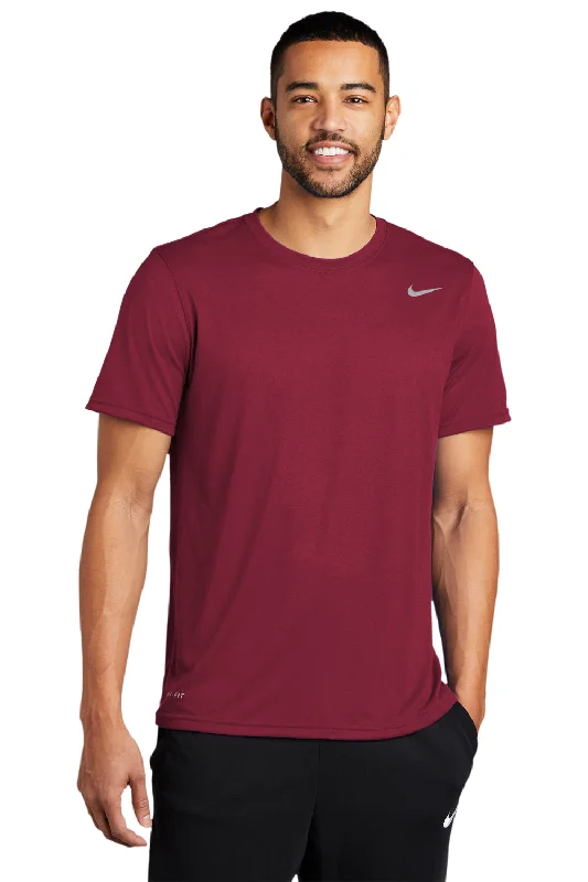 Men's short-sleeve tropical retro kayaking top-Nike Mens Legend Dri-Fit Moisture Wicking Short Sleeve Crewneck T-Shirt - Team Maroon - Closeout