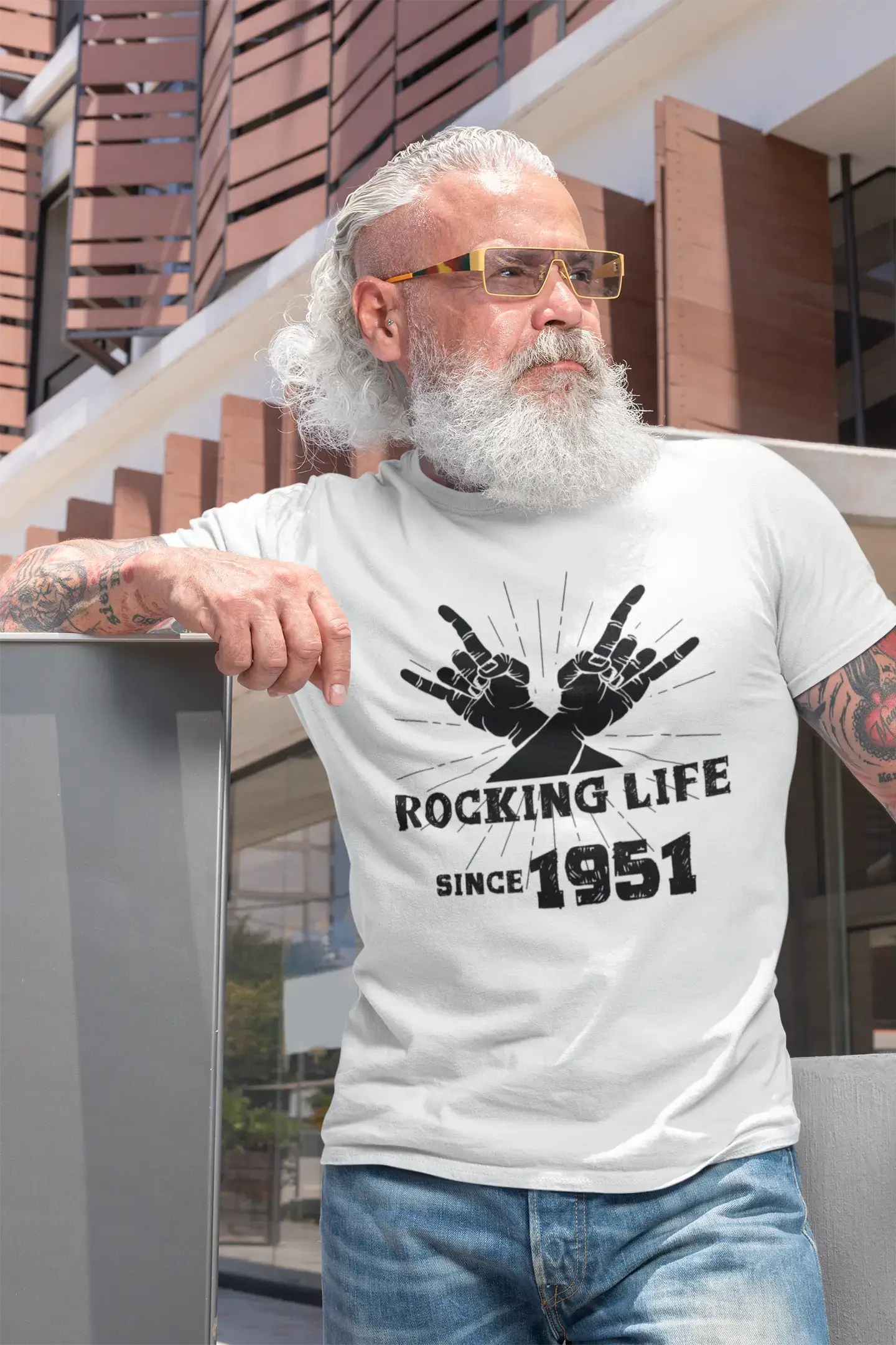 Men's short-sleeve stylish cranberry shirt-Rocking Life Since 1951 Men's T-shirt White Birthday Gift 00400