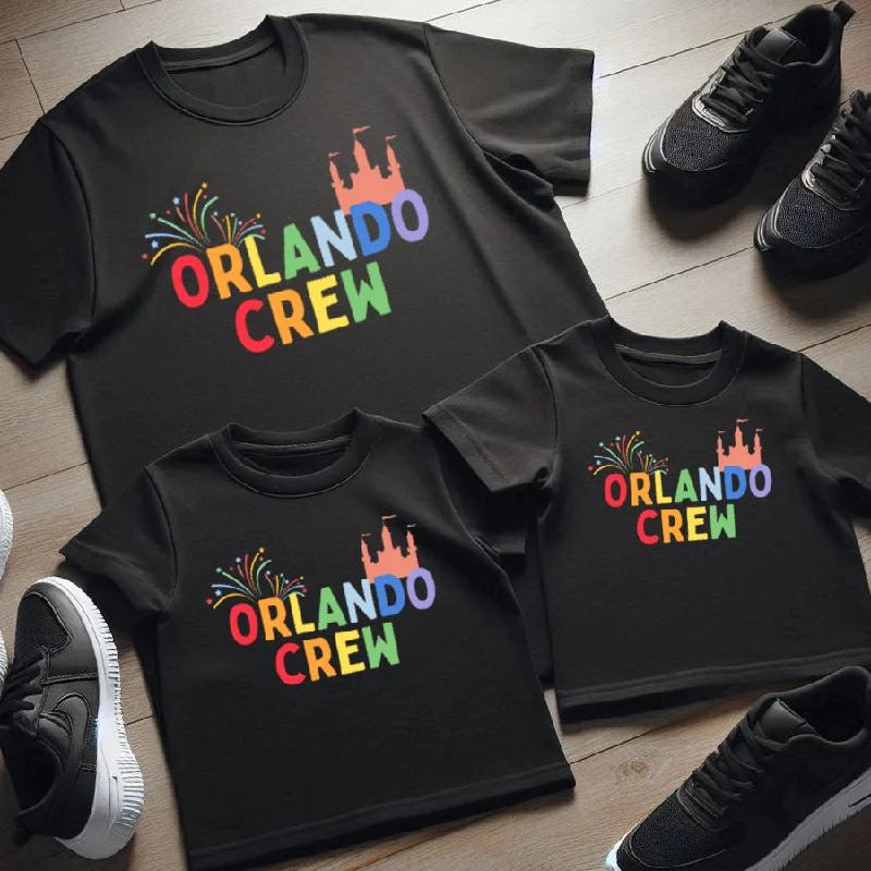 Men's short-sleeve loose polka dot top-Orlando Crew Family Matching Black T-Shirts