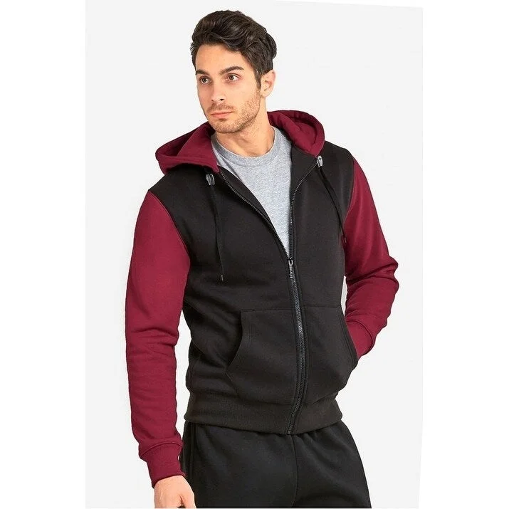 Men's electrician safety jackets-Men's Hooded Full Zip Two Tone Sweater