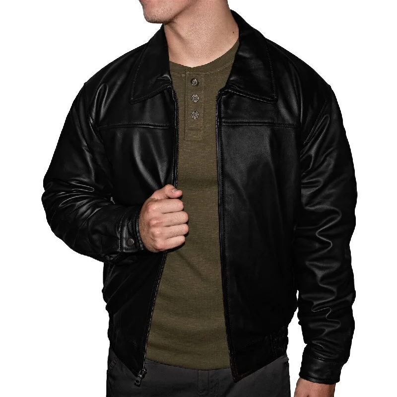 Men's group custom jackets-Victory Outfitters Men's Genuine Quilted Lined Leather Banded Bottom Jacket