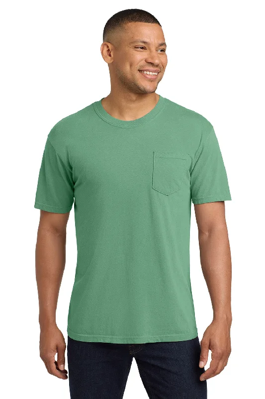 Men's short-sleeve vibrant fitted camo shirt-Comfort Colors Mens Short Sleeve Crewneck T-Shirt w/ Pocket - Light Green