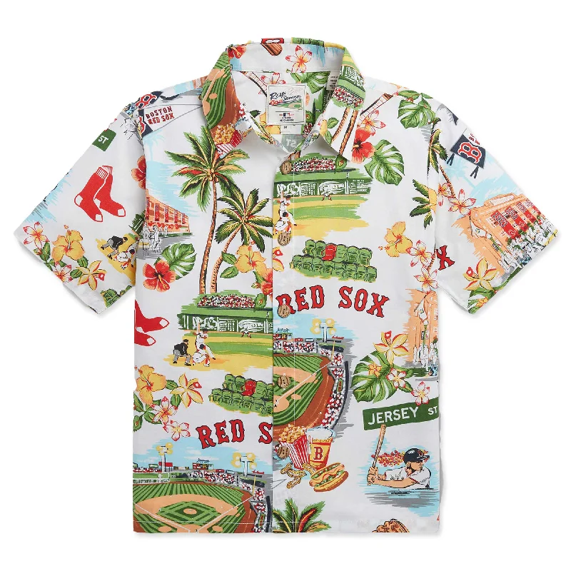 Men's short-sleeve bright deep vibrant aqua shirt-Kids Scenic Hawaiian Shirt - White