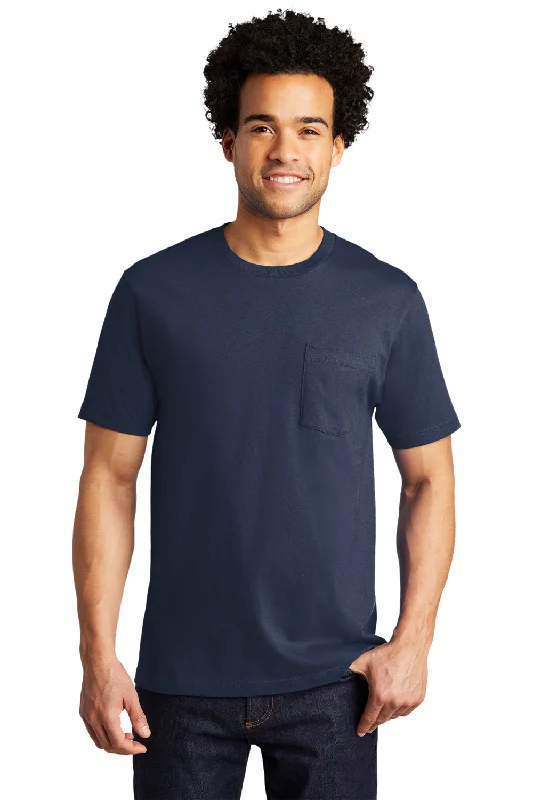 Men's short-sleeve smooth pocket top-Port & Company Mens Bouncer Short Sleeve Crewneck T-Shirt w/ Pocket - Navy Blue