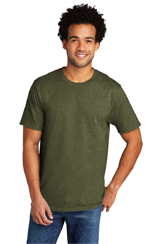 Men's short-sleeve retro stylish cranberry tee-Port & Company Mens Short Sleeve Crewneck T-Shirt - Heather Military Green