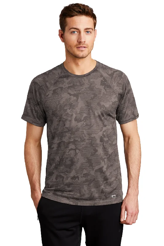 Men's short-sleeve cool handcrafted hemp shirt-Ogio Mens Endurance Pulse Phantom Moisture Wicking Short Sleeve Crewneck T-Shirt - Gear Grey Camo - Closeout