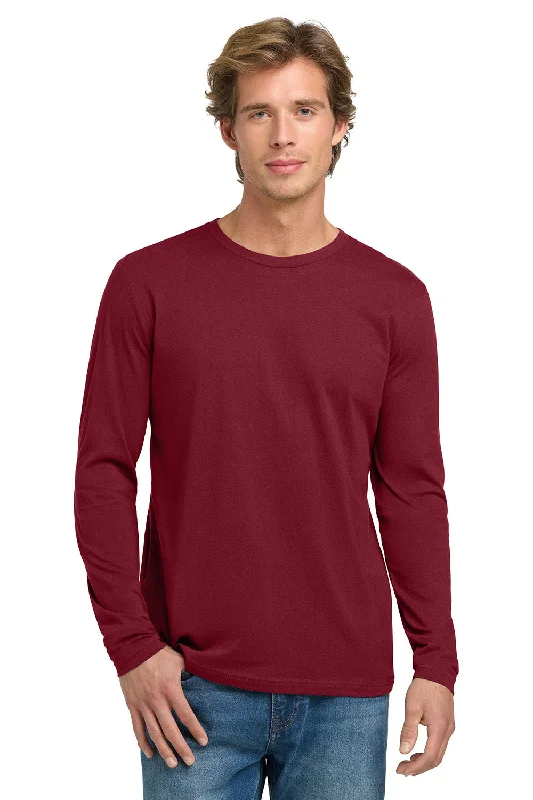 Men's short-sleeve boxy abstract tee-Next Level Mens Fine Jersey Long Sleeve Crewneck T-Shirt - Cardinal Red