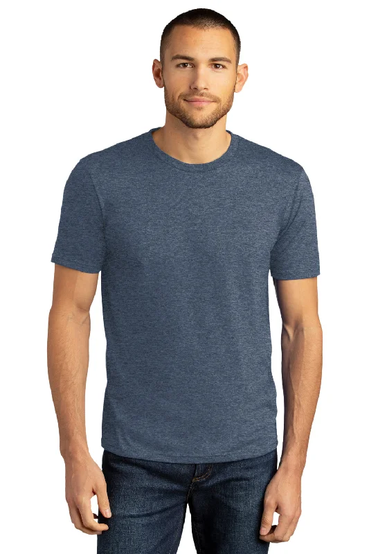 Men's short-sleeve neutral casual baggy white shirt-District Mens Perfect DTG Short Sleeve Crewneck T-Shirt - Navy Blue Frost