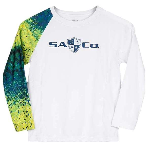 Men's short-sleeve trendy fresh lime tee-Kids Performance Long Sleeve Shirt | White | Mahi PreOrder