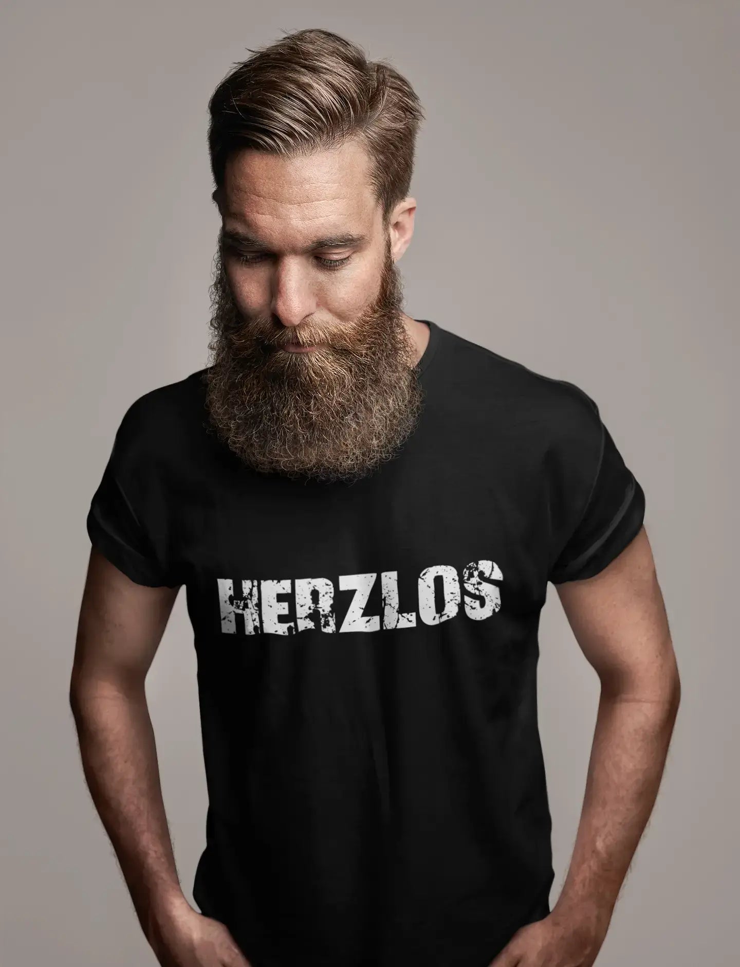 Men's short-sleeve stylish sleek neutral rave top-herzlos Men's Retro T shirt Black Birthday Gift 00548