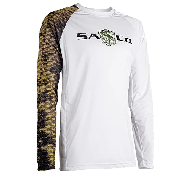 Men's short-sleeve vibrant tropical fitted green shirt-Performance Long Sleeve Shirt | White | Bass PreOrder