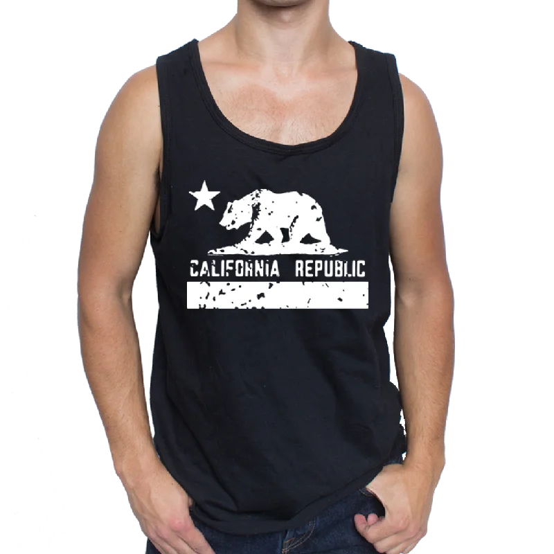 Men's short-sleeve sleek neutral casual synthetic top-California Republic White Silhouette Men's Tank Top