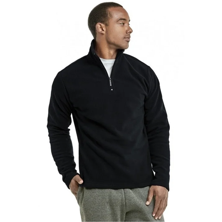 Men's sunrise warm jackets-KNOCKER Men's Polar Fleece Quarter-Zip Pullover Jacket - Black