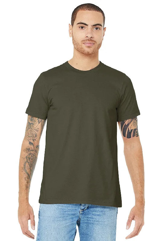 Men's short-sleeve bright deep picnic tee-Bella + Canvas Mens Jersey Short Sleeve Crewneck T-Shirt - Dark Olive Green