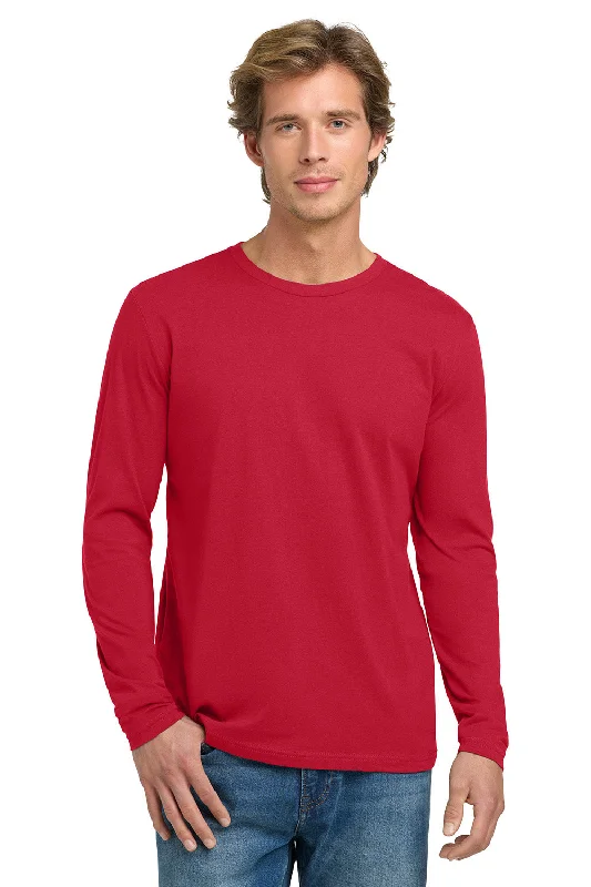 Men's short-sleeve slim pastel tee-Next Level Mens Fine Jersey Long Sleeve Crewneck T-Shirt - Red