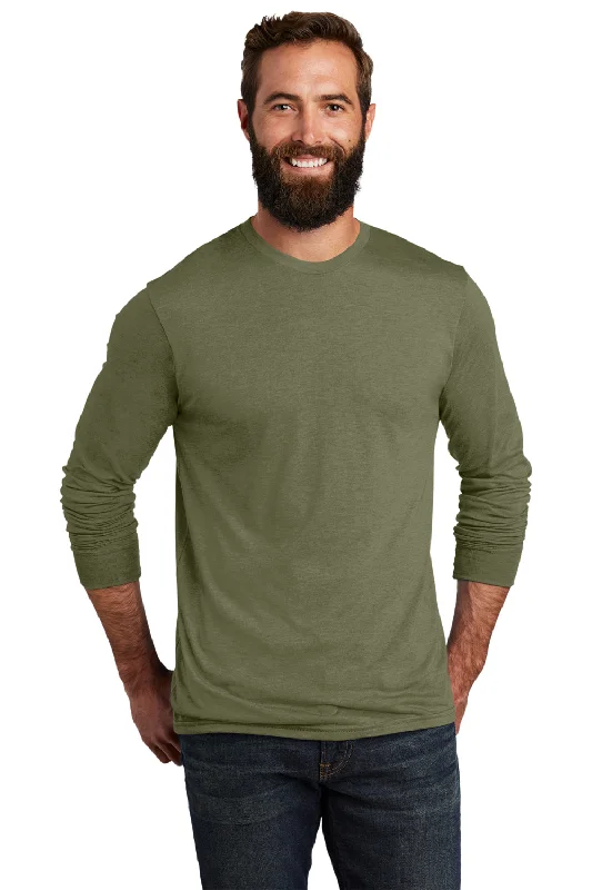 Men's short-sleeve stylish sleek athletic heather shirt-Allmade Mens Long Sleeve Crewneck T-Shirt - Olive You Green