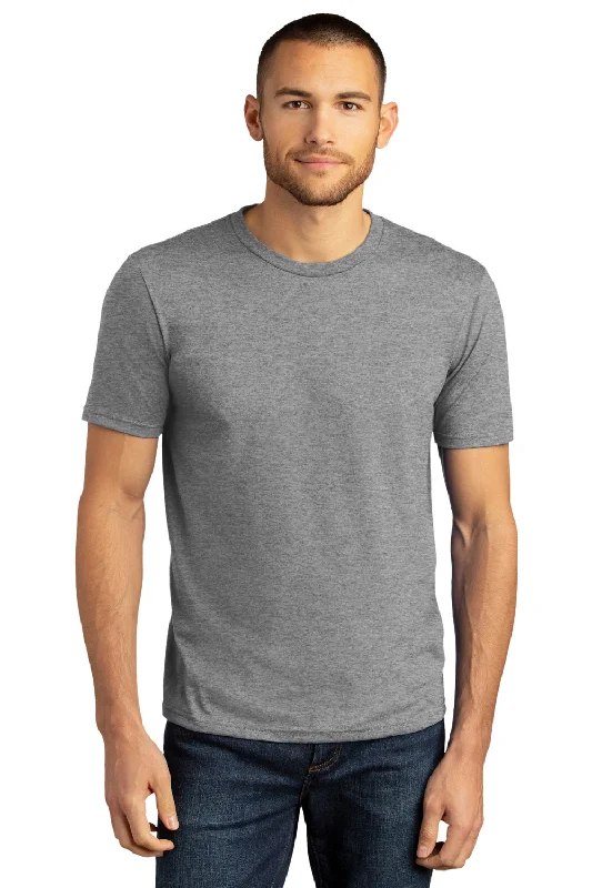 Men's short-sleeve deep classic flowing yellow shirt-District Mens Perfect DTG Short Sleeve Crewneck T-Shirt - Grey Frost