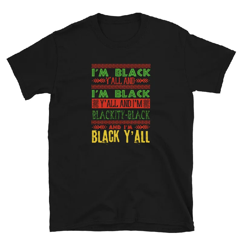 Men's short-sleeve bold vintage charcoal tee-I'm Black Y'all T-Shirt