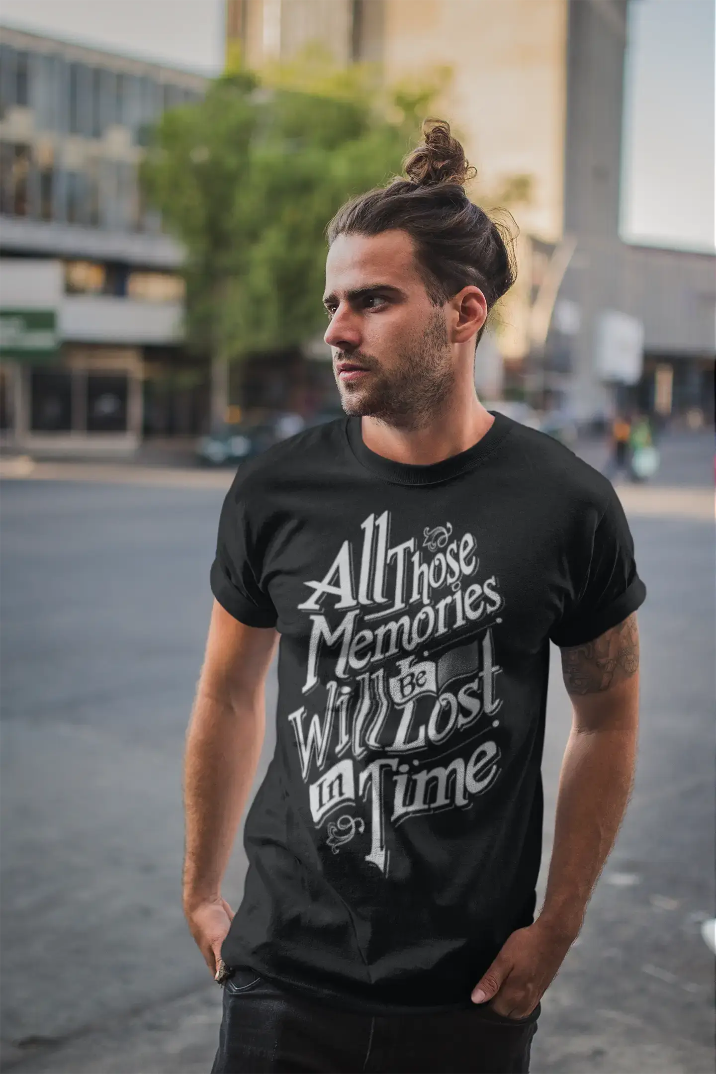 Men's short-sleeve trendy bright slim pastel shirt-Men's T-Shirt All Those Memories Will Be Lost In Time Vintage Birthday Gift