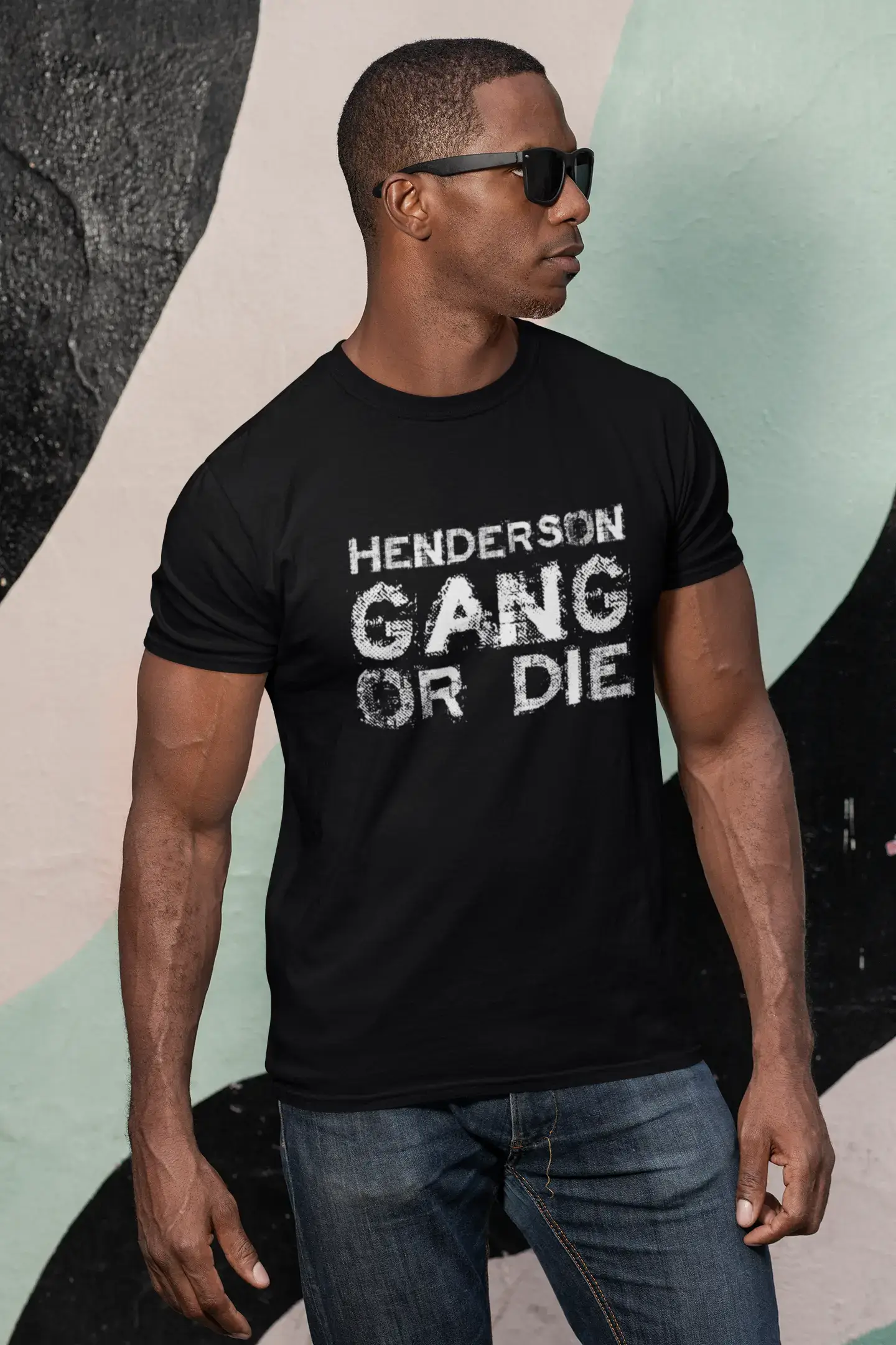 Men's short-sleeve fresh structured embroidered top-HENDERSON Family Gang Tshirt, Men's Tshirt, Black Tshirt, Gift T-shirt 00033