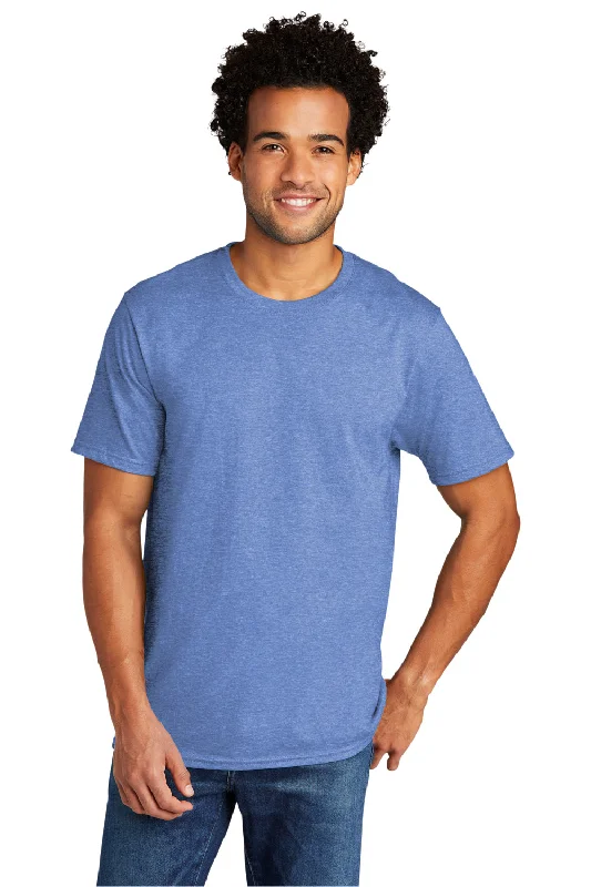 Men's short-sleeve soft snug solid tee-Port & Company Mens Short Sleeve Crewneck T-Shirt - Heather Carolina Blue