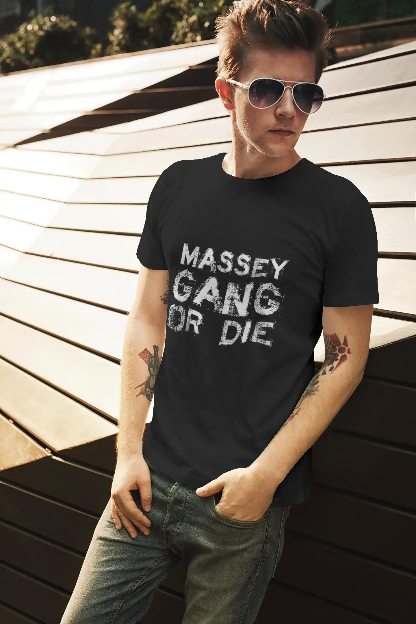 Men's short-sleeve neutral casual baggy white shirt-MASSEY Family Gang Tshirt, Men's Tshirt, Black Tshirt, Gift T-shirt 00033