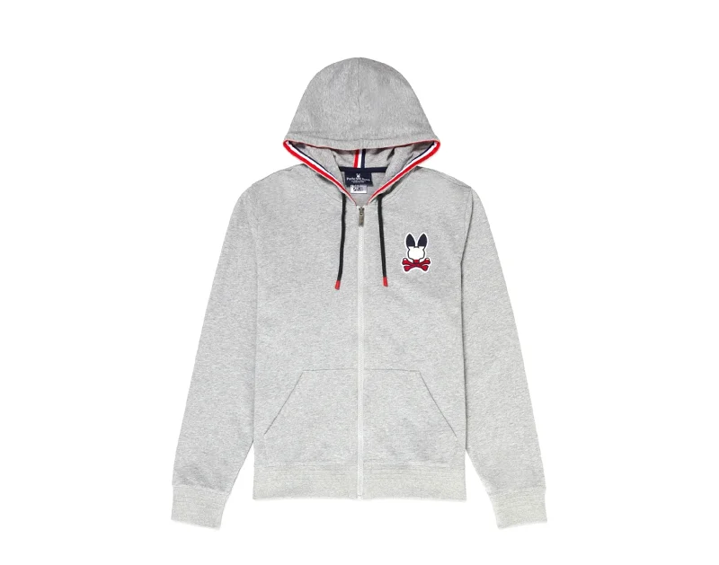 Men's trailblazer bold jackets-Psycho Bunny Brancote Heather Grey/Navy/Red/White Men's Hoodie B6H802J1CO-HGY