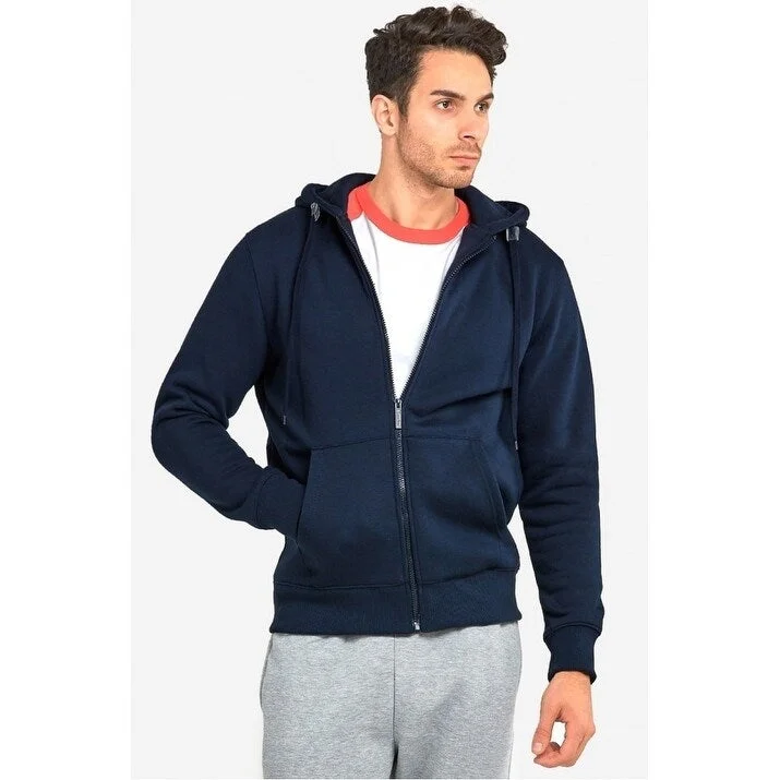 Men's river flow jackets-KNOCKER Men's Hooded Full Zip Solid Sweater - Navy