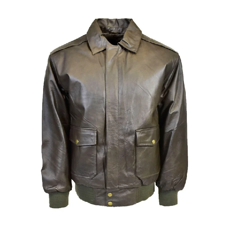 Men's supporter team jackets-Men's Distressed Brown Leather Classic Aviator Jacket