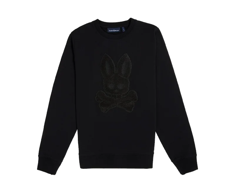 Men's desert tan jackets-Psycho Bunny Men's Wayne Chenille Patch Sweatshirt Black B6S369Z1FT-BLK