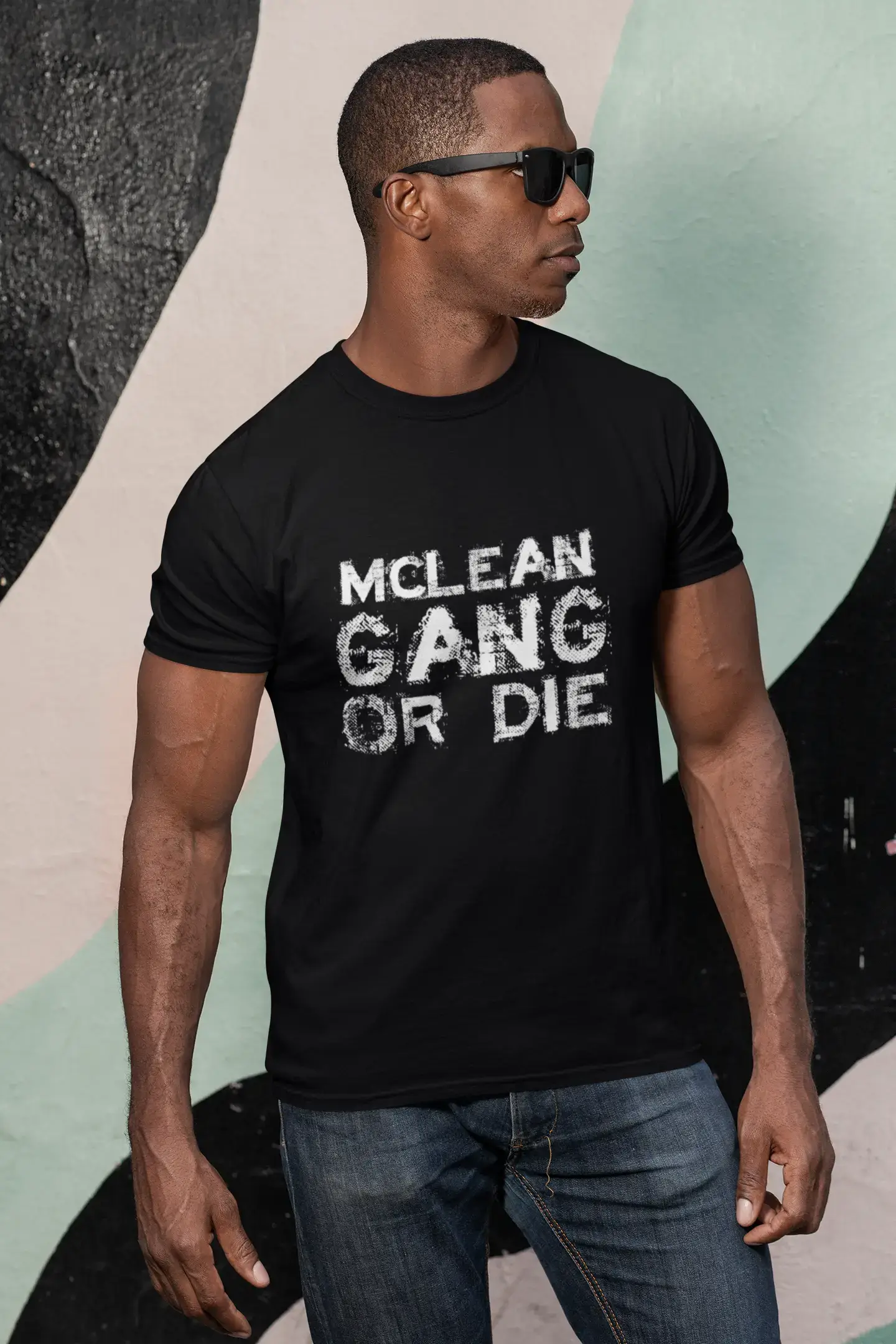 Men's short-sleeve casual bold striking blue shirt-MCLEAN Family Gang Tshirt, Men's Tshirt, Black Tshirt, Gift T-shirt 00033