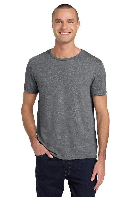 Men's short-sleeve retro cool airy linen tee-Jerzees Mens Vintage Snow Short Sleeve Crewneck T-Shirt - Heather Charcoal Grey