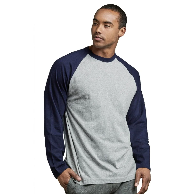 Men's mountain ridge jackets-TOP PRO Men's Long Sleeve Baseball Tee - Navy Light Grey