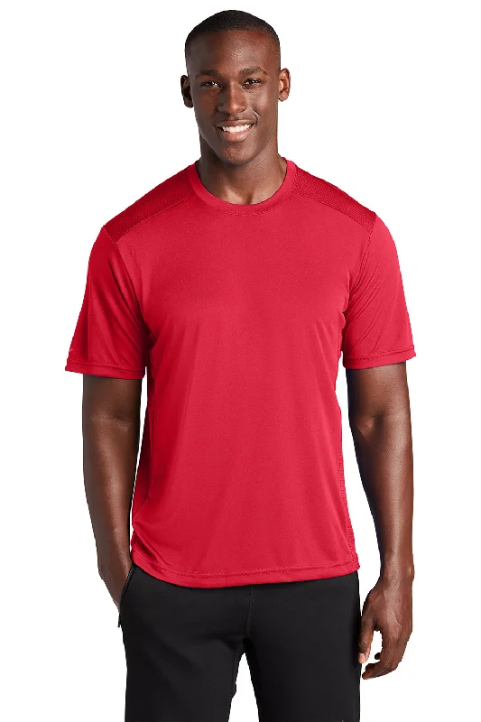 Men's short-sleeve sporty subtle elegant luxury top-Sport-Tek Mens Elevate Moisture Wicking Short Sleeve Crewneck T-Shirt - True Red