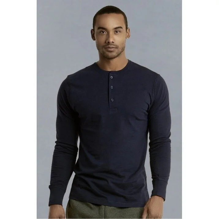 Men's sun bright jackets-Men's Crew Neck Solid Cotton Henley Shirt