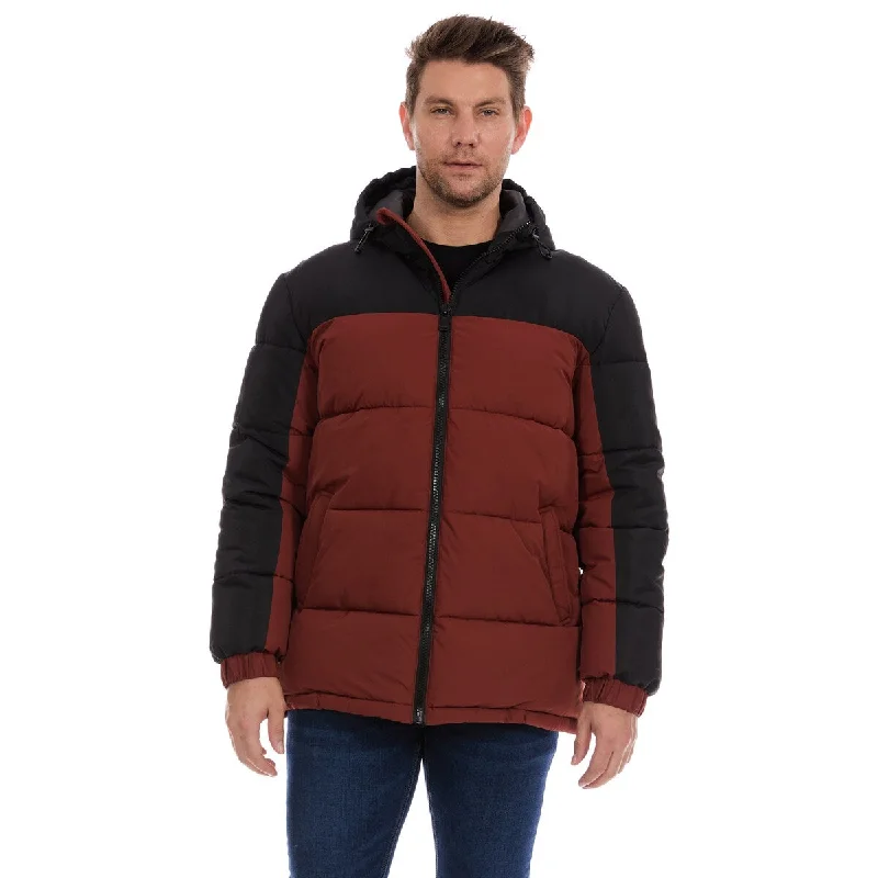 Men's tracker rugged jackets-Perry Ellis Mens Quilted Colorblock Puffer